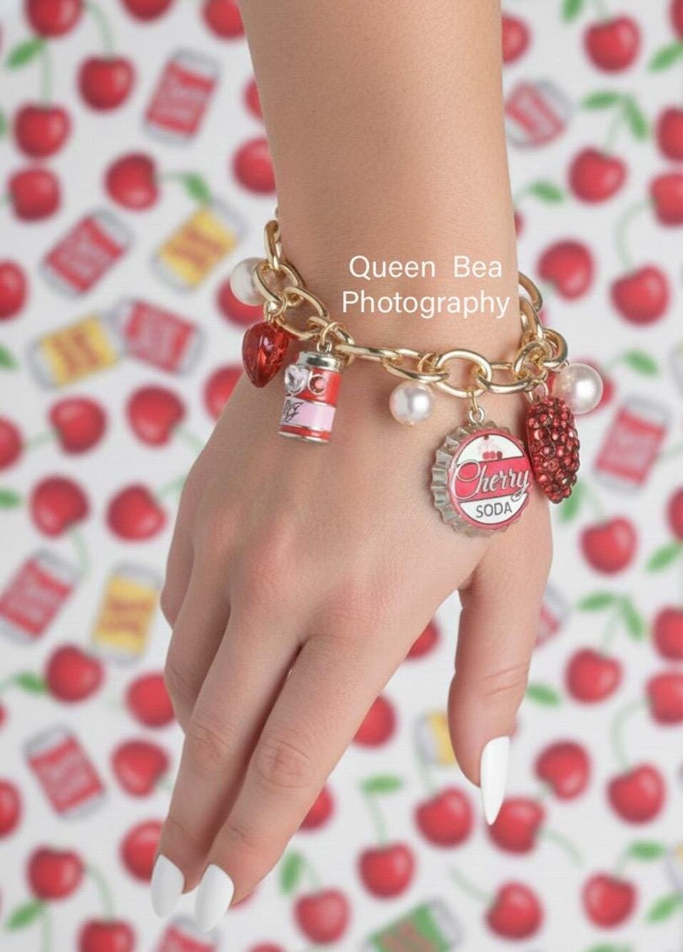 Betsey Johnson Cherry Love Spell Soda Charm Bracelet - Red Pave Heart